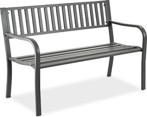 Panchina da giardino Relaxdays, a 2 posti, A x L x P: 82 x 127,5 x 59,5 cm, acciaio, panchina da giardino, terrazza, balcone, panchina da parco, grigia