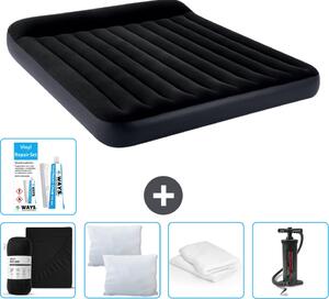 Lettino Intex - 2 persone - 183 x 203 x 25 cm - Blu scuro - Consegna inclusa Lenzuolo di ricambio - Bacio - Pompa - Set di riparazione e protezione per il cuscino
