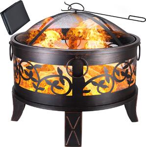 Gardebruk Braciere Rotondo Ø 67cm Acciaio Parascintille Attizzatoio Bracieri da Esterno Giardino