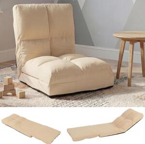 Poltrona da terra HWC-N45, poltrona pieghevole poltrona pieghevole poltrona funzionale, funzione letto pieghevole struttura in acciaio velluto ~ beige