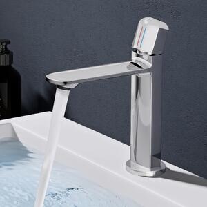 Doporro Miscelatore lavabo bagno in ottone cromato, monocomando per acqua calda e fredda 20,9 cm WAO-1190