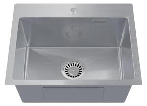 QLS Lavello 50x40cm in acciaio inox con foro per rubinetto Set di scarico Spazzolato 11152