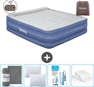 Materasso gonfiabile Bestway - 2 persone - 193 x 203 x 56 cm - Grigio/Blu - Accessori inclusi