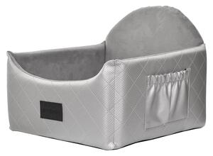 Seggiolino per cani 2in1 48x48 cm ZULA Silver | seggiolino e cuccia per cani di piccola e media taglia | Pelle finta, lavabile, antiscivolo