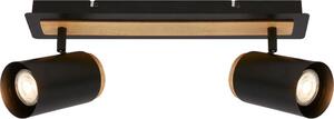Briloner DUTA Plafoniera, orientabile, attacco GU10, 2 luci, nero-legno, 40 x 14,5 cm