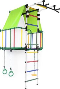Barre a muro con casetta per bambini modulo Indaco | parete da arrampicata | struttura da arrampicata per bambini | parco giochi in metallo