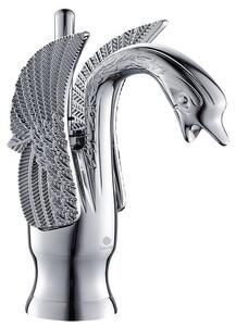 KRAN rubinetto lavabo swan retro argento cromo EMINA