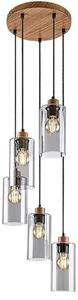 Rabalux 72125 Lampada a sospensione 5 spot Tanno, E27, marrone-grigio, rotonda, moderna, ø100mm