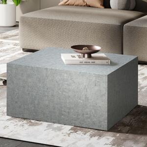 WOHNLING Tavolino MONOBLOC 60x60x30 cm in look cemento grigio design tavolo soggiorno cubo quadrato tavolo salotto tavolo laterale forma cubo