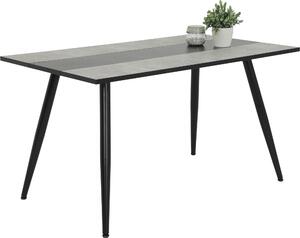 Tavolo da pranzo Janina decor bordo aspetto cemento struttura in metallo nero tubo rotondo nero