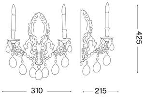 Ideal Lux - Applique di cristallo GIOCONDA 2xE14/40W/230V oro