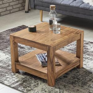 FineBuy Tavolino da salotto in legno massello 60x45x60 cm Tavolino laterale in stile rustico | Tavolino da salotto con spazio contenitore Elegant Small