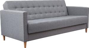 3xDivano angolare living MALORY X - divano letto moderno con funzione letto e rete, in grigio chiaro, gambe in legno, larghezza 200 cm, 6 varianti di colore