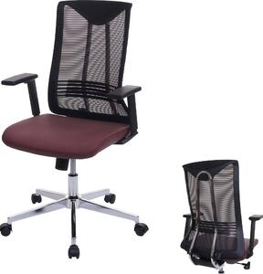 Sedia da ufficio HWC-J53, sedia girevole da scrivania, ergonomica in similpelle ~ rosso-bordeaux