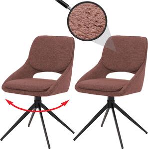 Set di 2 sedie per sala da pranzo HWC-N73, sedia da cucina, girevole a ritorno automatico, tessuto/tessuto boucle (540g/m²) Oeko-Tex ~ marrone