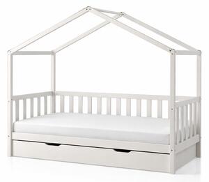 Letto per bambini in legno di pino bianco con letto estraibile e contenitore 90x200 cm DALLAS - Vipack
