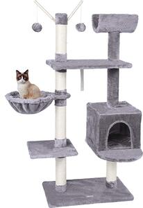 Melko Albero da graffiare grigio 131 cm Casa per gatti Albero da arrampicata Albero da gioco Natura Colonna in Sisal