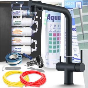 Ari Venom 2 - Miscelatore da cucina a 3 vie, nero opaco, estraibile, con sistema di filtraggio dell'acqua a 5 stadi e filtro sottobanco