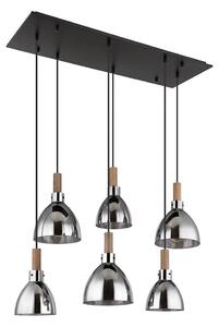 Globo 15550-6H - Lampadario sospeso MATTEA 6xE27/6W/230V nero/fumé