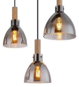 Globo 15550-6H - Lampadario sospeso MATTEA 6xE27/6W/230V nero/fumé