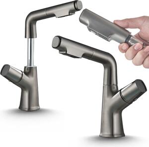 Rubinetto per lavabo, rubinetto da bagno Filo, grafite, alta pressione, con regolazione della portata e della temperatura dell'acqua