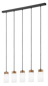Lampadario a cavo MARKUS 5xE27/15W/230V nero/rovere