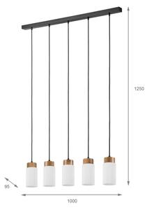 Lampadario a cavo MARKUS 5xE27/15W/230V nero/rovere