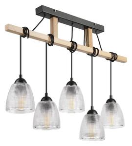 Lampadario su cavo LEANDRA 5xE27/15W/230V rovere/nero