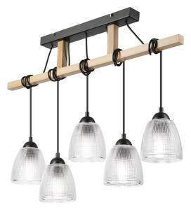 Lampadario su cavo LEANDRA 5xE27/15W/230V rovere/nero