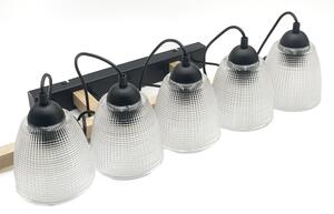 Lampadario su cavo LEANDRA 5xE27/15W/230V rovere/nero