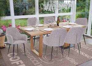 Set di 6 sedie per sala da pranzo HWC-F18, sedia da cucina, design retrò ~ tessuto/tessuto grigio, gambe nere