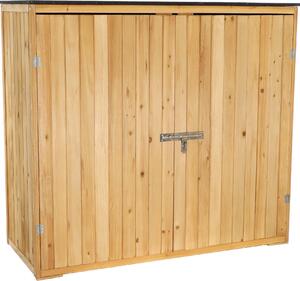 Casetta da giardino Wiltec con doppia porta in legno colore naturale 136 x 58 x 127 cm casetta per attrezzi per il giardino casetta per attrezzi casetta da giardino armadietto per attrezzi