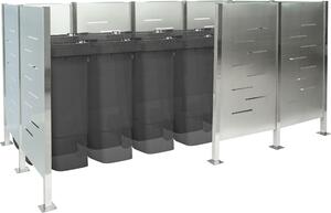 Recinzione per bidoni dei rifiuti HWC-J55, recinzione per bidoni dei rifiuti, deposito per bidoni dei rifiuti, 151x326x166 metallo ~ acciaio inox