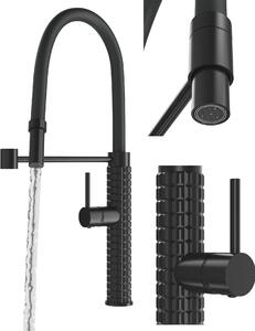 Granitan | Miscelatore da cucina Fano - Nero - Orientabile a 360° - Getto regolabile