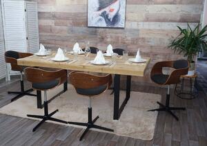 Set di 6 sedie da pranzo HWC-H46, sedia, meccanismo girevole regolabile in altezza in legno curvato ~ aspetto noce, tessuto grigio scuro