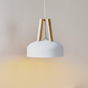 SOLLUX LIGHTING Lampada a sospensione North legno, paralume bianco