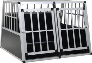 Gabbia da trasporto per cani Festnight, in alluminio con doppia porta, 94 x 88 x 69 cm, argento