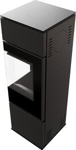 Stufa in acciaio KRATKI REN/S destra Ø 150 7 kW pannellatura nera con porta a molla