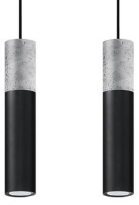Lampada a sospensione BORGIO 2 nero 2xGU10 10W acciaio/cemento 90x6x30cm Sollux Lighting
