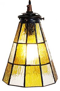 Clayre & Eef lampada a sospensione Tiffany Ø 15x115 cm in vetro giallo marrone