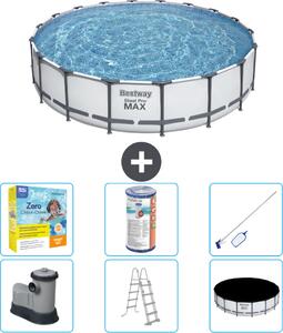 Piscina Bestway Round Steel Pro MAX - 549 x 122 cm - grigio - compresa pompa - scala - copertura pacchetto manutenzione - filtro - kit pulizia