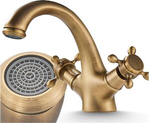 Rubinetto per lavabo, rubinetto da bagno in stile retrò, in ottone, ad alta pressione, con regolazione della portata e della temperatura dell'acqua