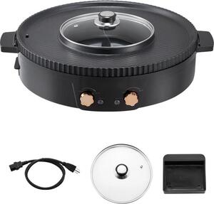 2 in 1 Grill elettrico senza fumo BBQ Grill e Hot Pot - 1800W grill con funzione hot pot