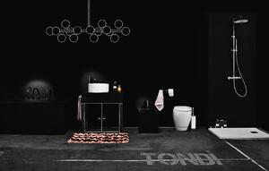 Colonna vasca a pavimento con flessibile silitech, doccia in ABS cromo, completa di corpo incasso techno-box serie Tondì