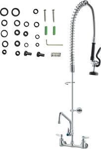 Rubinetto commerciale SucceBuy con doccetta prelavello, altezza 111,8 cm, centro 20,3 cm, bocca girevole 30,5 cm, rubinetto per lavello da parete, struttura in ottone con doccetta estraibile