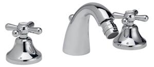 Batteria bidet 3 fori Erice cromo con bocca fusa con snodo e scarico da and1/4