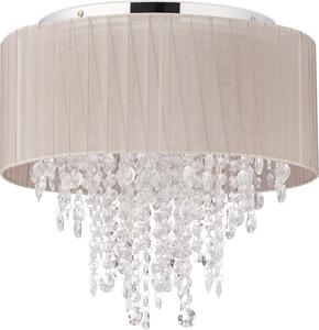 Relaxdays Lampada da soffitto in cristallo, paralume in organza, attacco G9, lampada da soffitto a 5 luci, 39 x 39,5 cm, grigio/argento