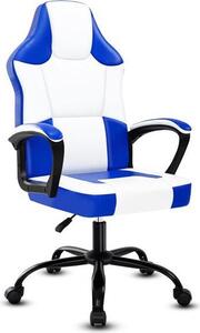 Sedia da gioco AIORBER, in Finto cuoio, traspirante, regolabile in altezza, con ruote girevoli a 360°, sedia da ufficio, sedia girevole, per adulti e ragazzi, 65x65x115cm, blu