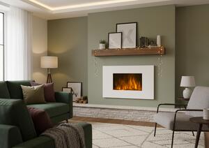 CHEMIN'ARTE - Caminetto elettrico da parete White Loft 90 cm con effetto fiamme LED, riscaldamento programmabile, telecomando