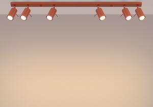 Lampada da soffitto RING 6L rosso ocra 6xGU10 10W acciaio 17x6x117cm Sollux Lighting